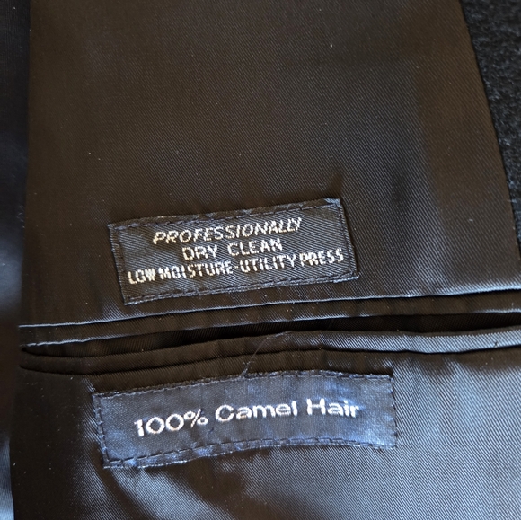 Mens Roundtree & Yorke Black 100 % Camel Hair Blazer Coat 42 R - Picture 5 of 7